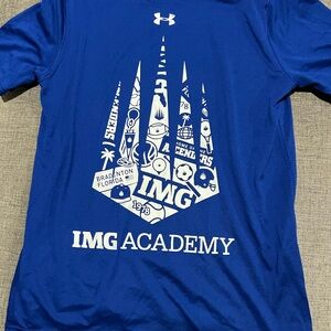 Under Armour Blue Kids Shirt with White IMG Academy Graphic
